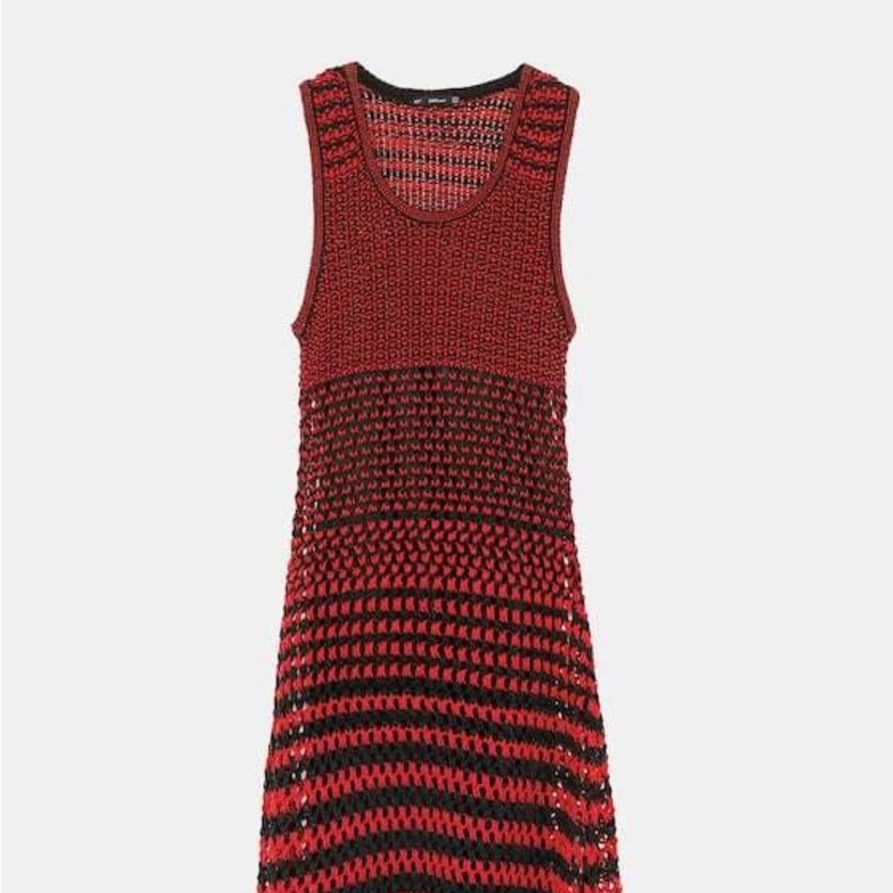 Zara Red and Black Knit Maxi Dress
